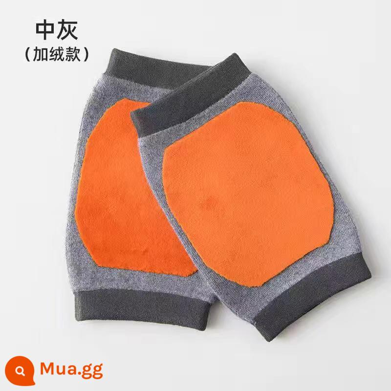 Miếng đệm đầu gối bằng len cashmere ấm áp đôi chân già lạnh lẽo nam nữ mùa hè mỏng đầu gối sơn khớp chống trượt phòng điều hòa không dấu vết - Màu xám vừa [cặp] cộng với nhung