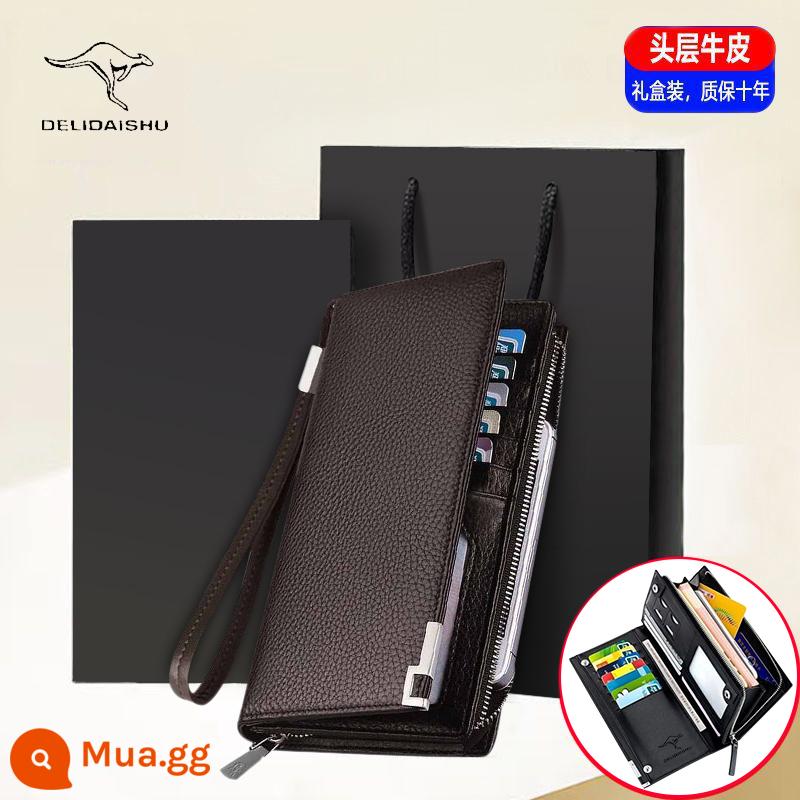 Ví Deli Kangaroo Ví Da Nam Ví Dài 2023 Túi Clutch Mới Túi Xách Da Dung Tích Lớn Dành Cho Sinh Viên Đại Học - Màu cà phê 866 (hộp quà tặng tại quầy) mặt hàng bán chạy nhất tại cửa hàng