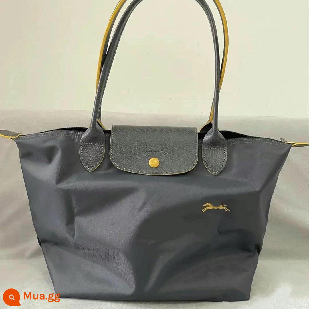 Túi đựng bánh bao nylon cho nữ 2023 túi tote đa năng mới có sức chứa lớn túi mẹ túi xách siêu nhẹ - Súng lớn màu xám [logo quầy] [với da bò lớp đầu tiên]