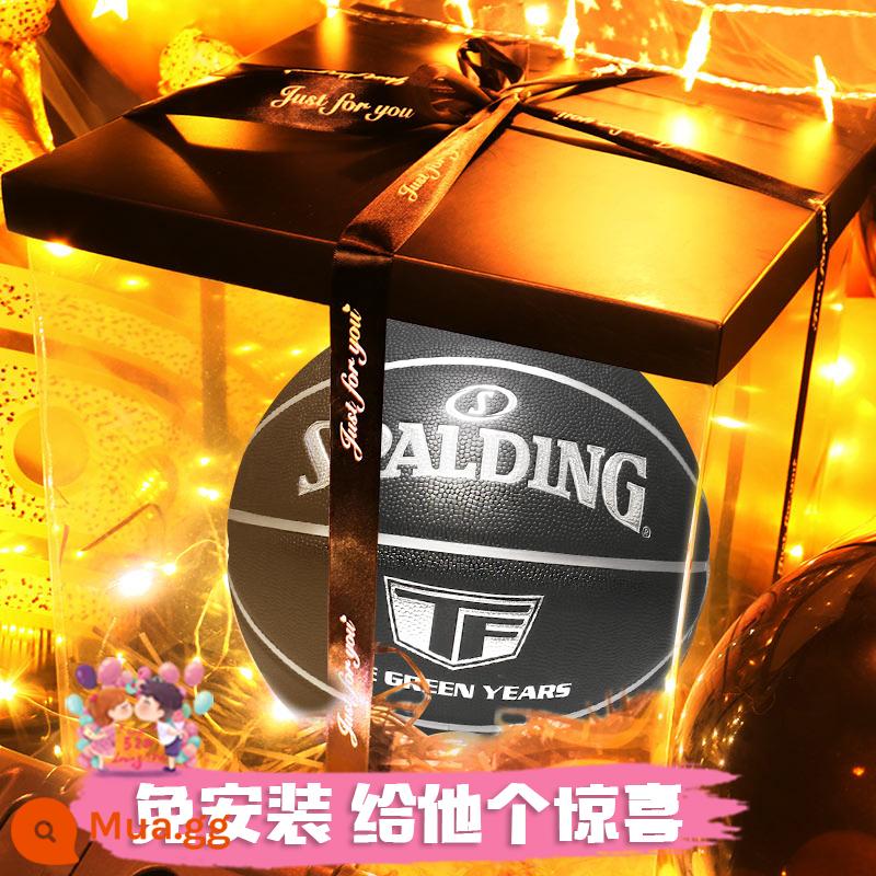 Quả bóng rổ số 7 đích thực chính thức của Spalding Món quà ngày lễ tình nhân Tanabata cho bạn trai món quà sinh nhật 520 - Spalding DIY lettering 77-311Y [Hộp quà trong suốt, không cần lắp đặt và vận chuyển]