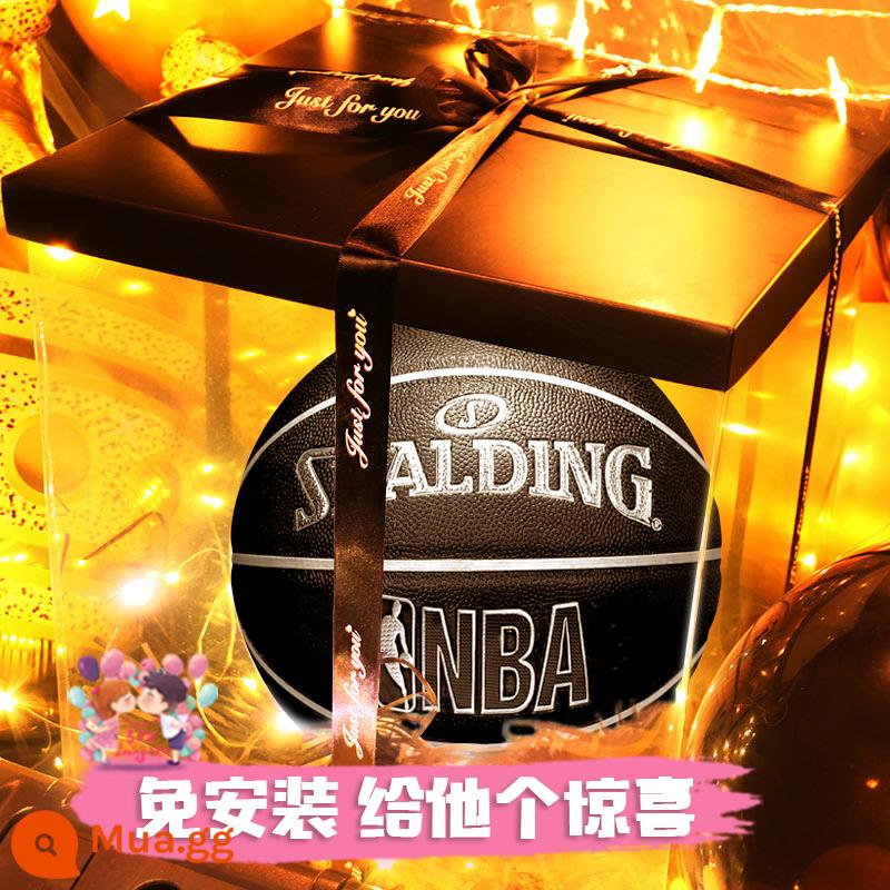 Quả bóng rổ số 7 đích thực chính thức của Spalding Món quà ngày lễ tình nhân Tanabata cho bạn trai món quà sinh nhật 520 - Spalding DIY lettering 76-332Y [Hộp quà trong suốt, không cần lắp đặt và vận chuyển]