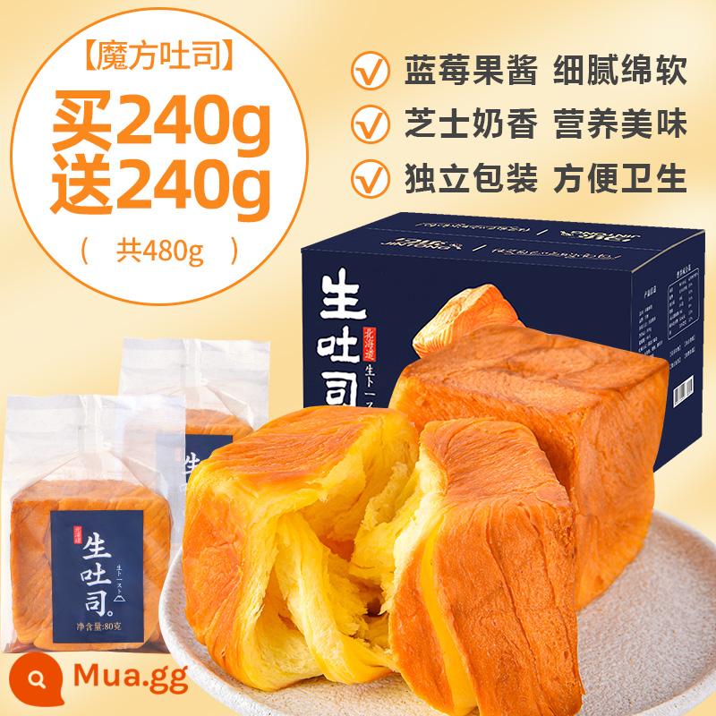 Blueberry Rock Cheese Toast FCL Bữa sáng thay thế Sandwich Bánh mì làm giảm cơn thèm ăn Đồ ăn vặt Đồ ăn vặt Bánh Đồ ăn vặt - [Bánh mì nướng Magic Cube] [Tổng cộng 480g] Mua 240g + tặng 240g