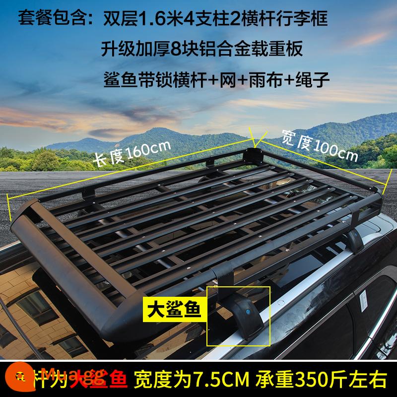 BYD Tang Yuan Song Pro Song MAX Song PLUS dmi ev E2 giá để hành lý nóc xe pass pass - Bộ hoàn chỉnh Big Shark Đen 100x160 Tám bảng