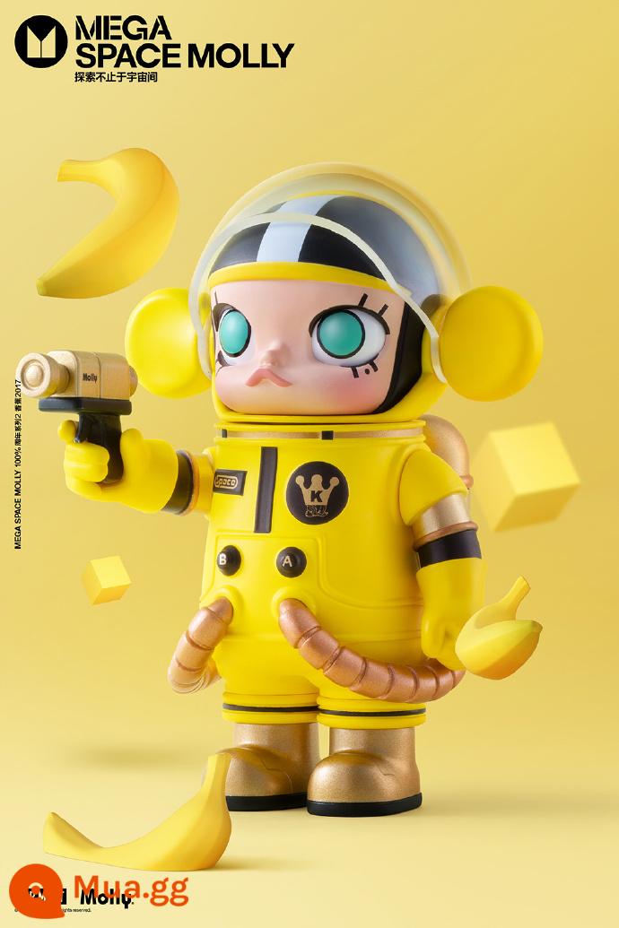 MEGA Treasure Series 100% SPACE MOLLY Anniversary Blind Box Xe mô hình POPMART Bubble Mart - Chuối Molly 100%