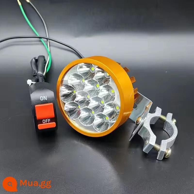 [Đa Năng 12V-85V] Đèn LED Xe Máy Chống Nước Phòng Khách Xe Điện Đèn Sửa Đổi Siêu Sáng Không Dây Đèn Trợ Sáng - Đèn pha vàng siêu sáng 12 hạt + công tắc kẹp ống [36W]