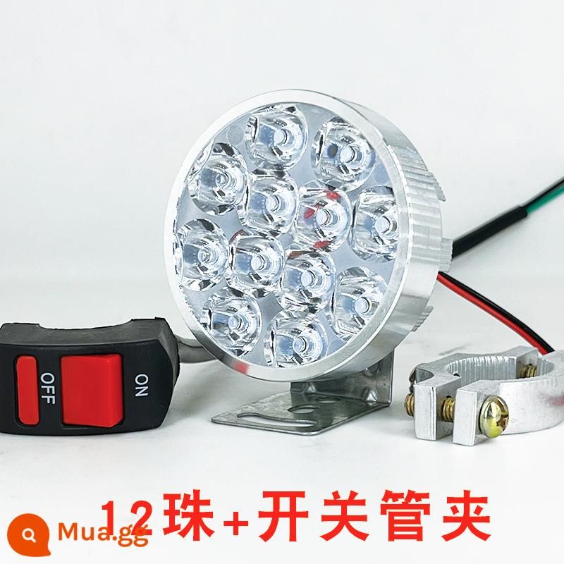 [Đa Năng 12V-85V] Đèn LED Xe Máy Chống Nước Phòng Khách Xe Điện Đèn Sửa Đổi Siêu Sáng Không Dây Đèn Trợ Sáng - Không gian ngưng tụ siêu sáng bạc 12 hạt + công tắc kẹp ống [36W]