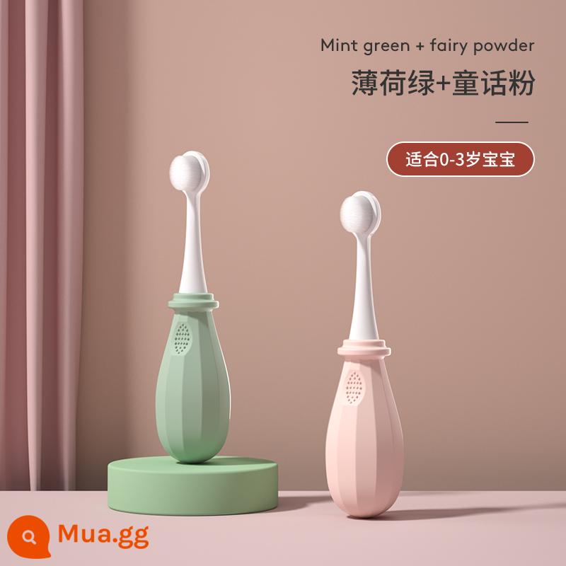 Baby kangaroo Bàn chải đánh răng trẻ em Babu lông mềm 1-2-3-5 đến 6 từ một tuổi rưỡi trở lên bé mọc răng bé - Hồng cổ tích + xanh bạc hà (0-3 tuổi)