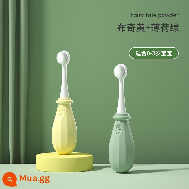 Baby kangaroo Bàn chải đánh răng trẻ em Babu lông mềm 1-2-3-5 đến 6 từ một tuổi rưỡi trở lên bé mọc răng bé - Vàng mông + xanh bạc hà (0-3 tuổi)