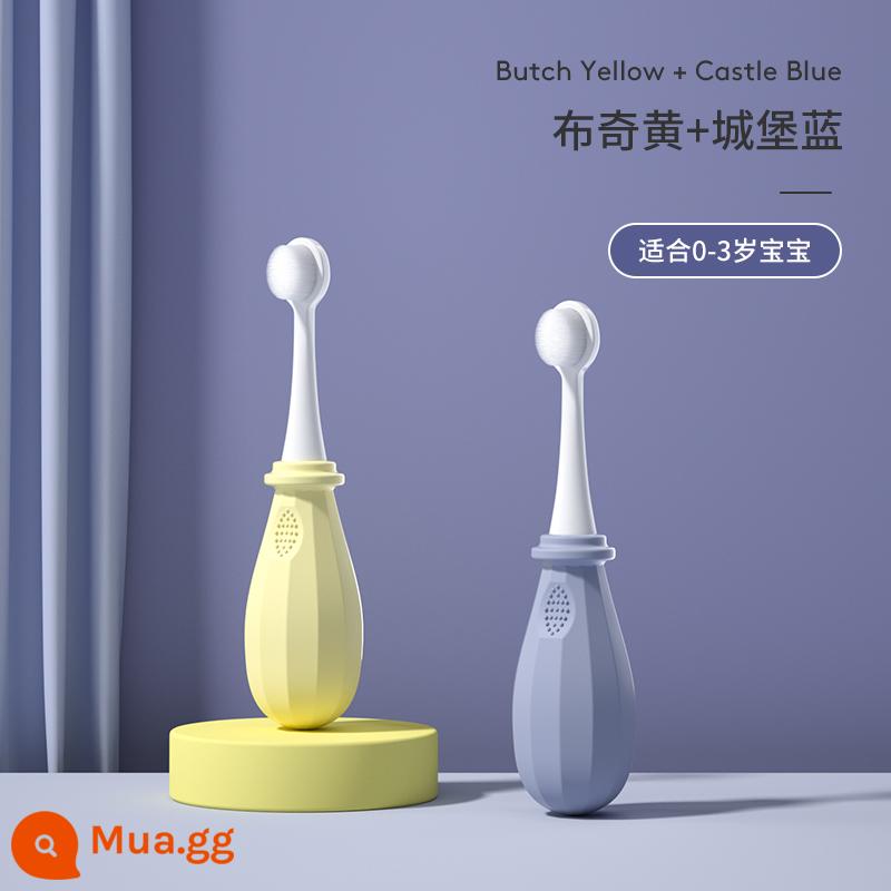 Baby kangaroo Bàn chải đánh răng trẻ em Babu lông mềm 1-2-3-5 đến 6 từ một tuổi rưỡi trở lên bé mọc răng bé - Castle Blue + Butch Yellow (0-3 tuổi)