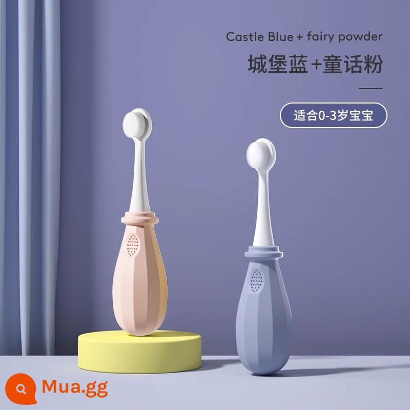 Baby kangaroo Bàn chải đánh răng trẻ em Babu lông mềm 1-2-3-5 đến 6 từ một tuổi rưỡi trở lên bé mọc răng bé - Màu hồng cổ tích + Xanh lâu đài (0-3 tuổi)