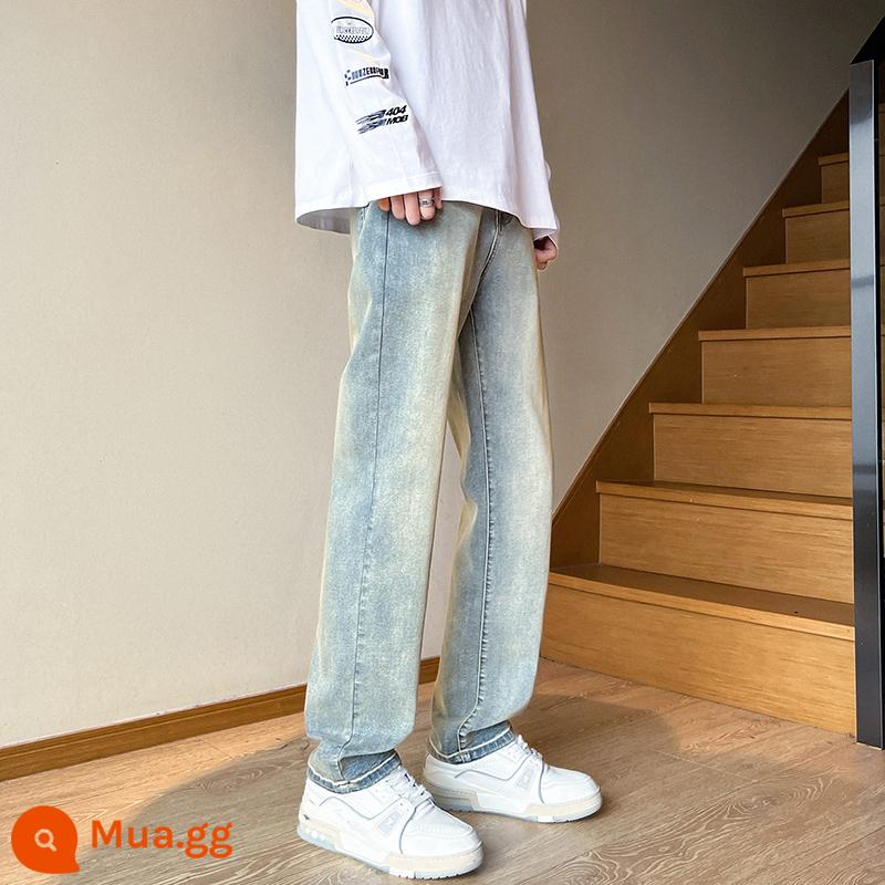 Quần denim Micro -LA Slim -Chia thẳng mùa thu và mùa đông Mỹ -phong cách Mop -Style -Style Quần châu Âu và Mỹ Vib - 615 màu bùn vàng phong cách đàn hồi