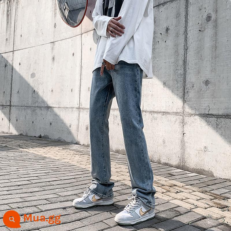 Quần denim Micro -LA Slim -Chia thẳng mùa thu và mùa đông Mỹ -phong cách Mop -Style -Style Quần châu Âu và Mỹ Vib - 740 kiểu dáng hơi loe màu xanh nhạt