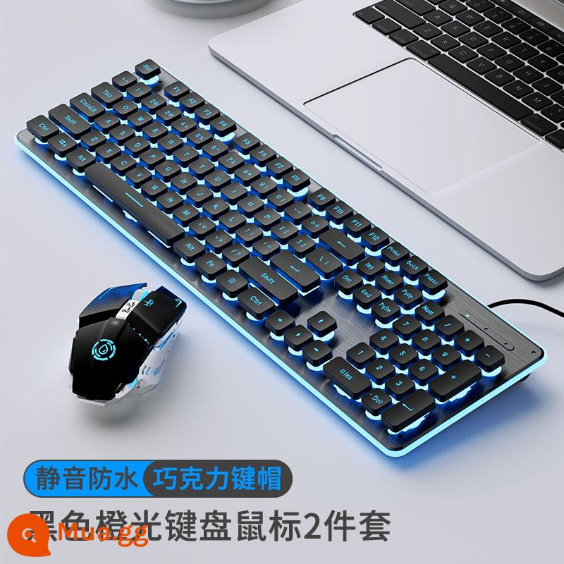 Black Widow Manipulator Sense Bàn phím chuột Tai nghe Bộ ba máy tính xách tay Máy tính để bàn bên ngoài Văn phòng cô gái tắt tiếng Trò chơi thể thao điện tử yên lặng Bộ phim có dây phát sáng đặc biệt Bộ phím chuột nhỏ - Blu-ray đen [Phiên bản nâng cấp im lặng] + Chuột macro