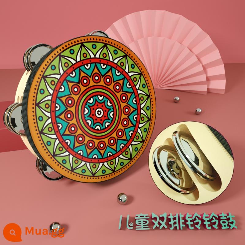 Đôn Hoàng tay tambourine Tân Cương Uyghur tambourine múa bay đạo cụ kiểm tra chứng nhận trường mẫu giáo nhỏ tambourine - Nụ vừa hé nở (chuông đôi 8 tấc), đường kính 20 cm