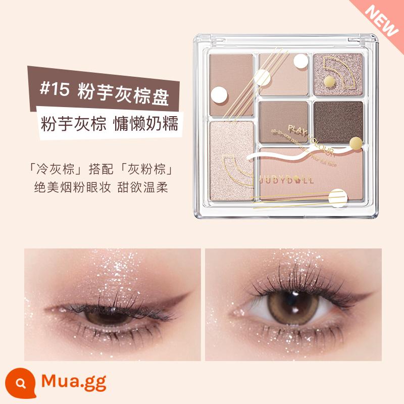 Judydoll Tangerine Disney Tangram Play Fun Eyeshadow Palette Cement Earth Color Blush Highlight Green - 15 Đĩa Nâu Xám Khoai Môn Hồng [Đĩa Hồng Xám]