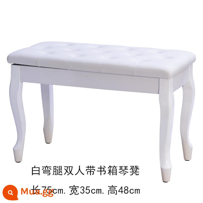 Kimberly Piano Stool Gỗ Solid Chân cong Đôi với Bookbox Piano Stool Organ điện tử Piano điện tử Guzheng Stool Vertical Universal - Đôi chân cong màu trắng kèm tủ sách