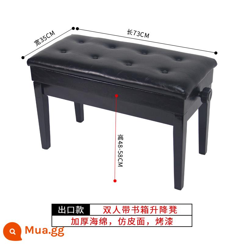 Kimberly Piano Stool Gỗ Solid Chân cong Đôi với Bookbox Piano Stool Organ điện tử Piano điện tử Guzheng Stool Vertical Universal - {Dày để xuất khẩu}Thang máy đôi màu đen có chân thẳng dạng hộp