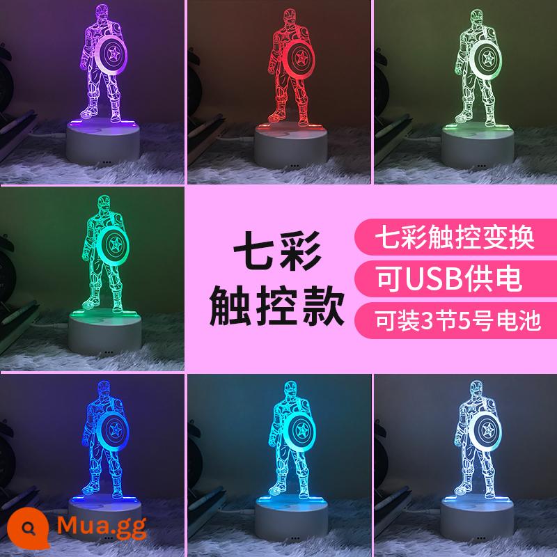 Thời Đại Ultron Marvel Iron Man 3D Đèn Ngủ Phòng Ngủ Đèn Ngủ USB Để Bàn Ngủ Lưới Đỏ Ý Tưởng Quà Tặng - đội trưởng mỹ cảm ứng đầy màu sắc