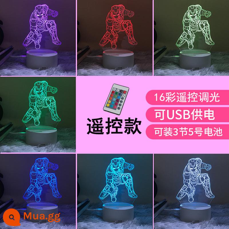 Thời Đại Ultron Marvel Iron Man 3D Đèn Ngủ Phòng Ngủ Đèn Ngủ USB Để Bàn Ngủ Lưới Đỏ Ý Tưởng Quà Tặng - Fighter Điều khiển từ xa 16 màu mờ