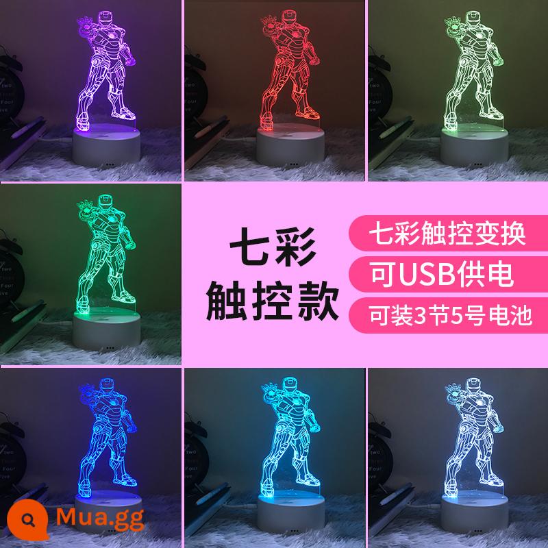 Thời Đại Ultron Marvel Iron Man 3D Đèn Ngủ Phòng Ngủ Đèn Ngủ USB Để Bàn Ngủ Lưới Đỏ Ý Tưởng Quà Tặng - Người sắt đầy màu sắc cảm ứng