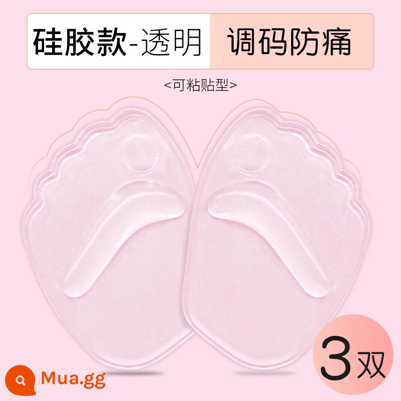 Giày cao gót chống trượt miếng lót nửa cỡ miếng đệm ngón chân cái silicone miếng đệm ngón chân cái chống đau giày da siêu mềm thay đổi lớn hiện vật nhỏ - [3 Cặp] Kiểu silicon - Màu trong suốt (Có thể dán lớp nền dính) Có thể điều chỉnh theo một nửa kích thước