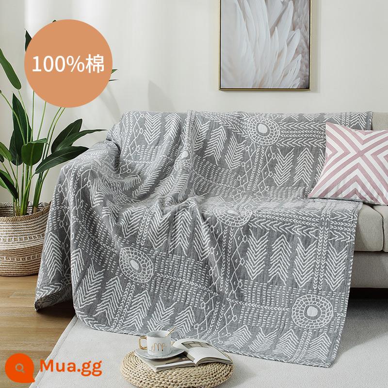 Bohemia sofa bông nguyên chất bao gồm khăn toàn bông bao gồm tất cả vải bốn mùa phổ sofa đệm bao gồm chăn chậm cuộc sống - Xám Ấn Độ [Bốn lớp cotton nguyên chất, không phai màu và không vón cục, đã giặt và khử trùng, sẵn sàng sử dụng sau khi mở túi]