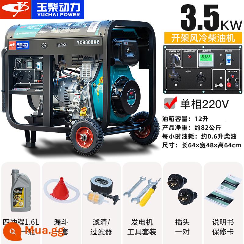 Máy phát điện Diesel Yuchai Power 3/5/6/8kW hộ gia đình nhỏ 10KW một pha 220 ba pha 380V im lặng - Model khung mở Yuchai 3.5KW mới 220V