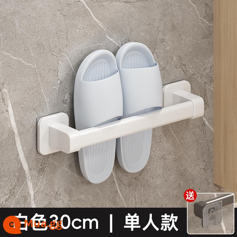 Kệ để dép nhà tắm không đục lỗ, kệ đựng giày treo tường phòng bột, cửa toilet treo tường phía sau giá thoát nước - Cột đơn màu trắng-30cm