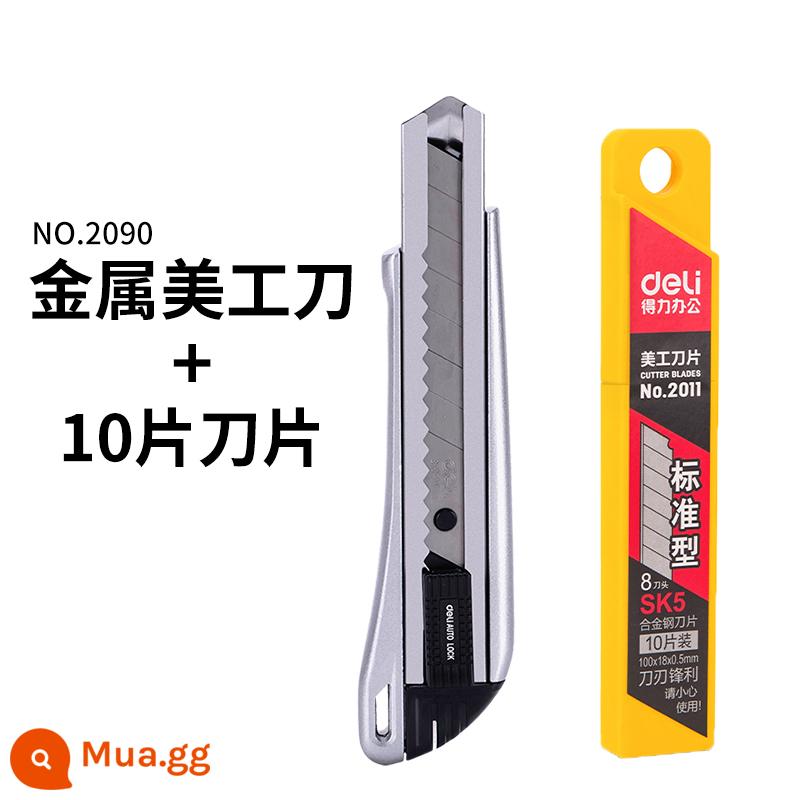 Mạnh Mẽ 2057 Kim Loại Nghệ Thuật Bộ Dao Giấy Dán Tường Dao Giấy Thợ Điện Lưỡi Dao Cắt Giấy Nặng Lớn Công Nghiệp - Dao tiện ích bằng kim loại + 10 lưỡi dao