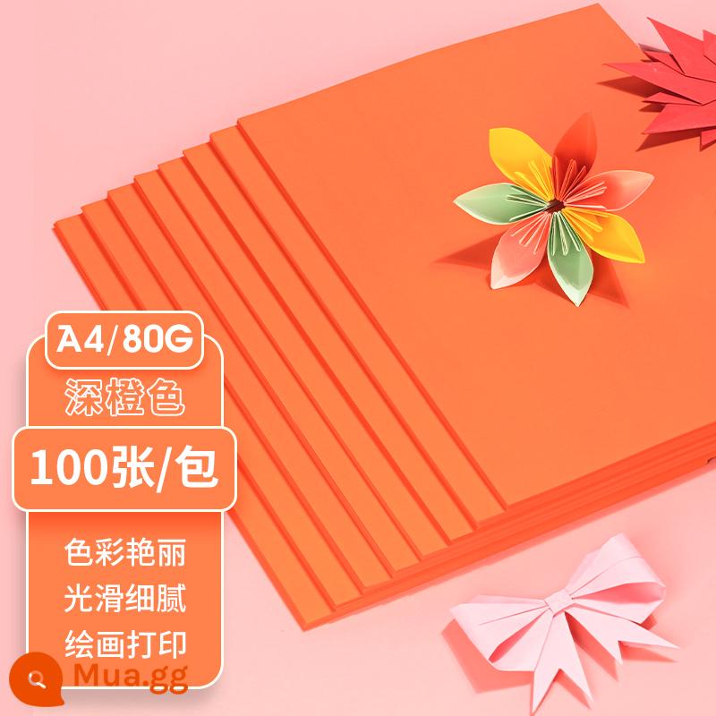 Giấy photocopy màu Deli giấy photocopy màu Giấy in A4 màu giấy photocopy màu giấy photocopy màu giấy thủ công origami danh thiếp chỗ ngồi 80g giấy cắt 10 màu hỗn hợp văn phòng trẻ em mẫu giáo 100 tờ - A4 đậm (cam) 80G [100 ảnh]