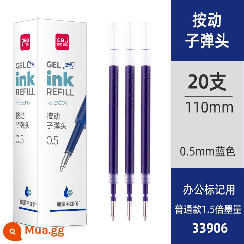 Nạp mực mạnh mẽ làm khô nhanh đầu bút mực trung tính 0,5 dành cho sinh viên Nắp kéo 0,38 bút bấm dạng viên đạn cho văn phòng kinh doanh Bút mực nước nạp lại màu đen ống kim đầy đủ Kiểm tra nạp lại chữ ký 0,35mm - Phiên bản nạp mực dài 600m [20 lần nạp mực xanh 0,5 lần] đầu đạn 33906