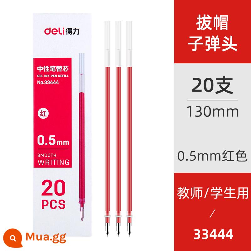 Nạp mực mạnh mẽ làm khô nhanh đầu bút mực trung tính 0,5 dành cho sinh viên Nắp kéo 0,38 bút bấm dạng viên đạn cho văn phòng kinh doanh Bút mực nước nạp lại màu đen ống kim đầy đủ Kiểm tra nạp lại chữ ký 0,35mm - [20 lần nạp bút nắp 0,5 màu đỏ] Bullet 33444