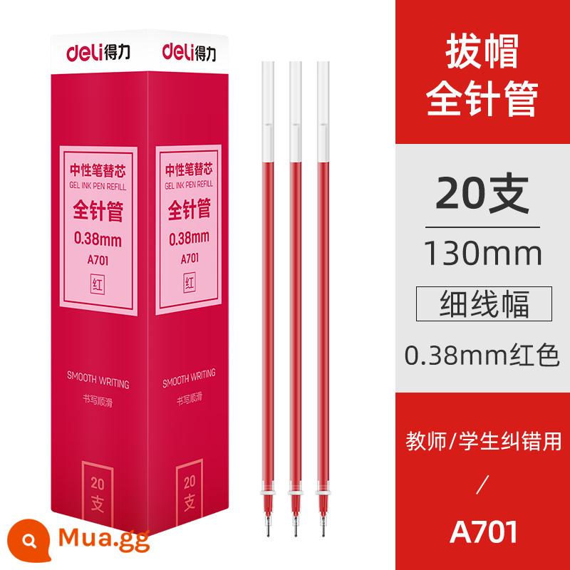 Nạp mực mạnh mẽ làm khô nhanh đầu bút mực trung tính 0,5 dành cho sinh viên Nắp kéo 0,38 bút bấm dạng viên đạn cho văn phòng kinh doanh Bút mực nước nạp lại màu đen ống kim đầy đủ Kiểm tra nạp lại chữ ký 0,35mm - [20 màu đỏ 0,38 nạp bút đóng nắp] ống tiêm đầy đủ A701