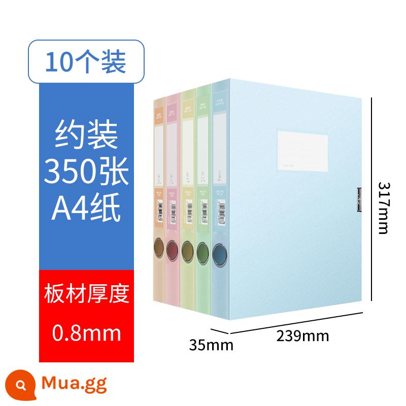 [10 gói] Hộp đựng hồ sơ Deli a4 hộp đựng hồ sơ bằng nhựa đựng hồ sơ bằng nhựa PP dày Hộp đựng hồ sơ chứng từ dung lượng lớn Hộp đựng hồ sơ 55mm đựng đồ dùng văn phòng Daquan 33509 - [Khoảng 350 tờ] [Chiều rộng mặt sau 35MM] - 10 tờ với 5 màu