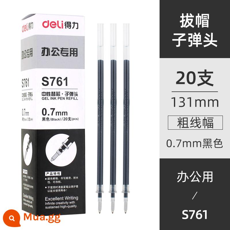 Nạp mực mạnh mẽ làm khô nhanh đầu bút mực trung tính 0,5 dành cho sinh viên Nắp kéo 0,38 bút bấm dạng viên đạn cho văn phòng kinh doanh Bút mực nước nạp lại màu đen ống kim đầy đủ Kiểm tra nạp lại chữ ký 0,35mm - [20 Màu Đen 0.7 Nắp Bút Nạp Lại] Bullet S761