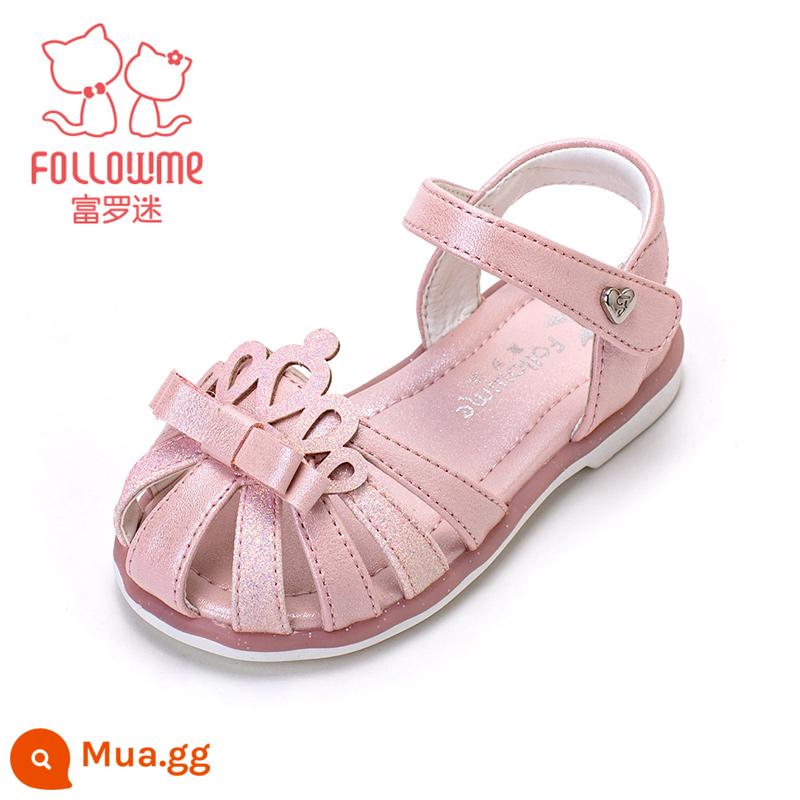 Fuluo Fan Bé Gái Giày Sandal 2023 Mùa Hè Mới Đế Mềm Chống Trơn Trượt Cho Bé Bãi Biển Bao Đầu Giày Công Chúa Giày Trẻ Em - Bột thịt trân châu 7667