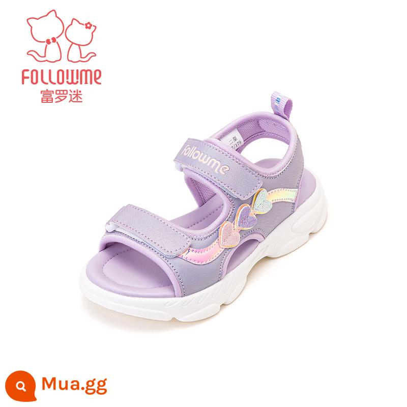 Fuluo Fan Giày Sandal Nữ Thể Thao Mùa Hè 2023 Học Sinh Nước Ngoài Mới Đế Mềm Chống Trơn Trượt Thoáng Khí Giày Đi Biển Cho Trẻ Em - Màu tím 4352