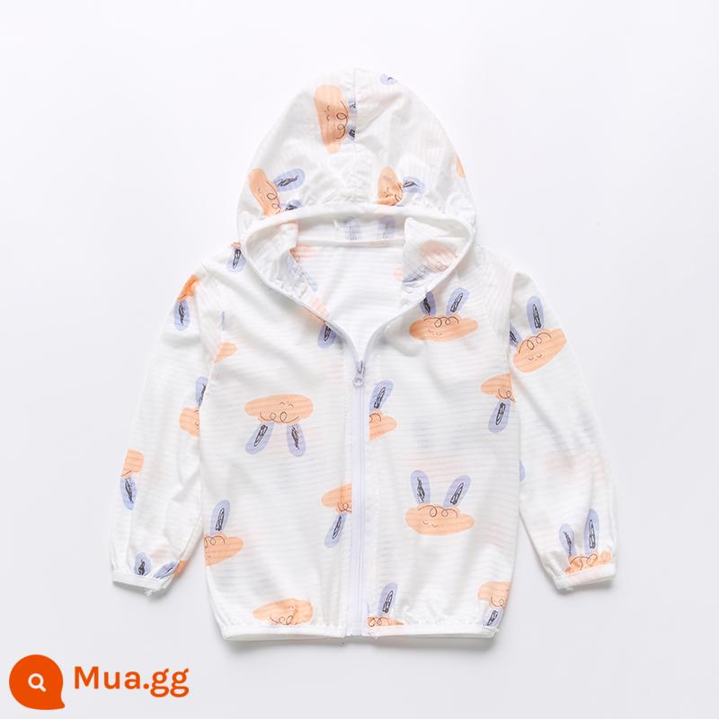 Phần mỏng cotton nguyên chất cho trẻ em áo sơ mi điều hòa không khí mùa hè quần áo chống nắng cho bé áo khoác trẻ em nữ và nam trẻ em thoáng khí ngoài trời có mũ trùm đầu - Thỏ Mây