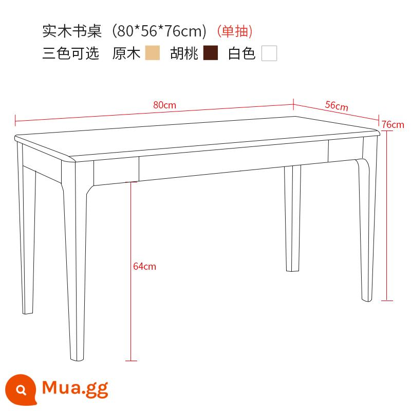 Bàn làm việc bằng gỗ đặc phòng ngủ kiểu Nhật căn hộ nhỏ bàn làm việc đơn giản tại nhà Bắc Âu dải dài bàn máy tính màu trắng - Phiên bản xuất khẩu Bàn đơn 0,8m có hàng