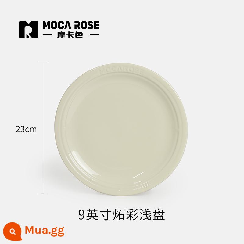 mocarose mocha bộ món ăn nhà đồ đá bộ đồ ăn truffle trái cây màu trắng bít tết tấm ăn tối bát đũa kết hợp - Đĩa nông tròn 9 inch màu trắng kem