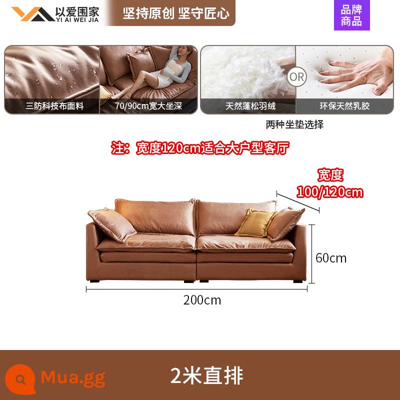 Sofa vải công nghệ rộng ngồi siêu sâu phòng khách tối giản hiện đại biệt thự sang trọng ánh sáng lớn hàng thẳng Sofa vải tối giản kiểu Ý - [2.0m] Sofa thẳng