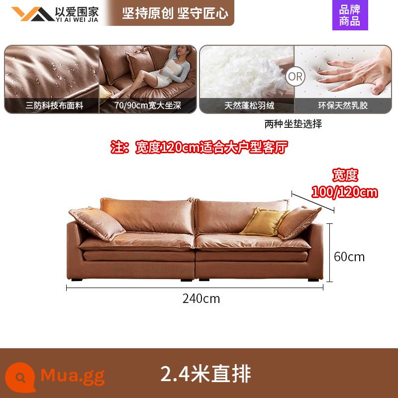 Sofa vải công nghệ rộng ngồi siêu sâu phòng khách tối giản hiện đại biệt thự sang trọng ánh sáng lớn hàng thẳng Sofa vải tối giản kiểu Ý - [2,4 mét] ghế sofa thẳng