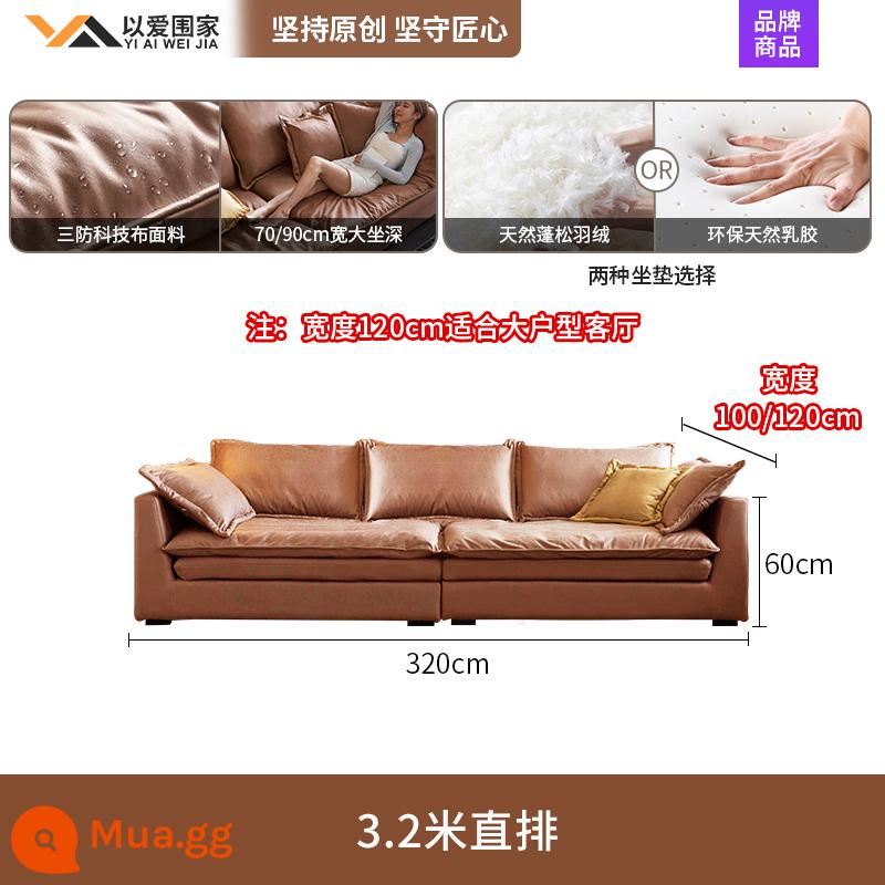 Sofa vải công nghệ rộng ngồi siêu sâu phòng khách tối giản hiện đại biệt thự sang trọng ánh sáng lớn hàng thẳng Sofa vải tối giản kiểu Ý - [3.2m] Sofa thẳng