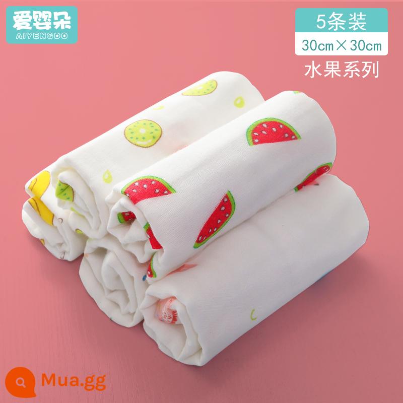 Trẻ em giặt mông trẻ sơ sinh giặt mông cotton cho bé gái nhỏ nữ vùng kín bé gái bà bầu người lớn - Bộ 5 trái cây (30cm×30cm) (rửa mặt/mông)