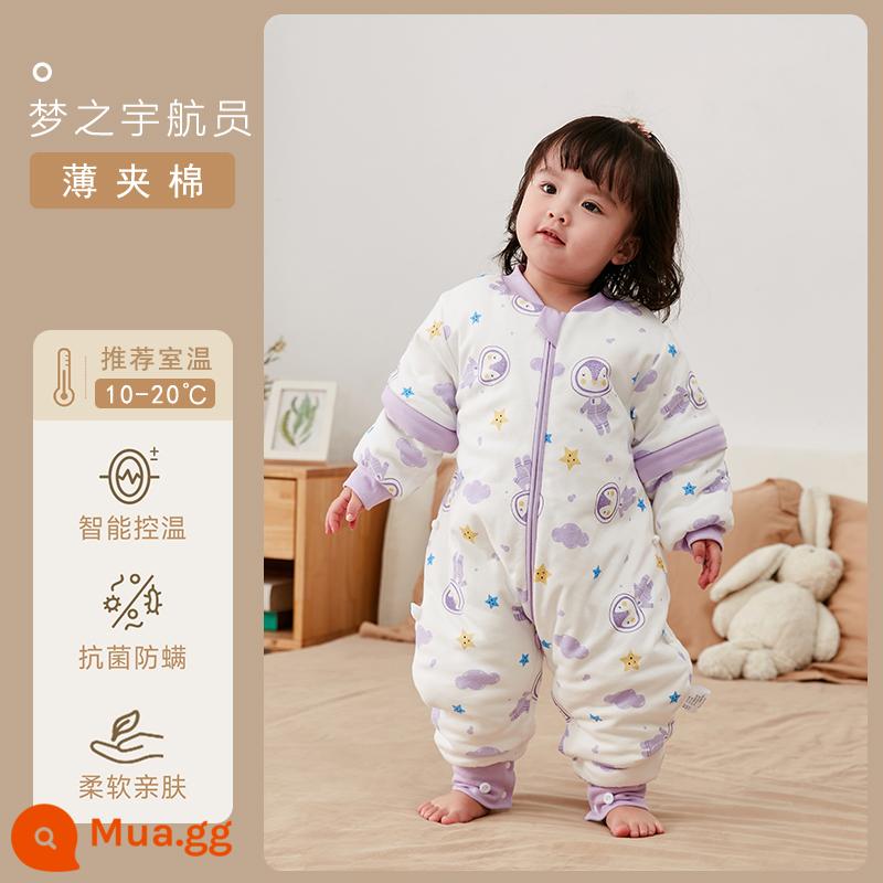 Qinxinyafang túi ngủ cho bé mùa thu đông cotton nguyên chất chăn bông chống đá cho bé tách chân túi ngủ nhiệt độ không đổi phổ biến cho tất cả các mùa - Bông giữ nhiệt dày vừa phải với khả năng cảm biến nhiệt độ trực quan [khuyến nghị 10-20 độ không cần đệm chân] Dream Astronaut