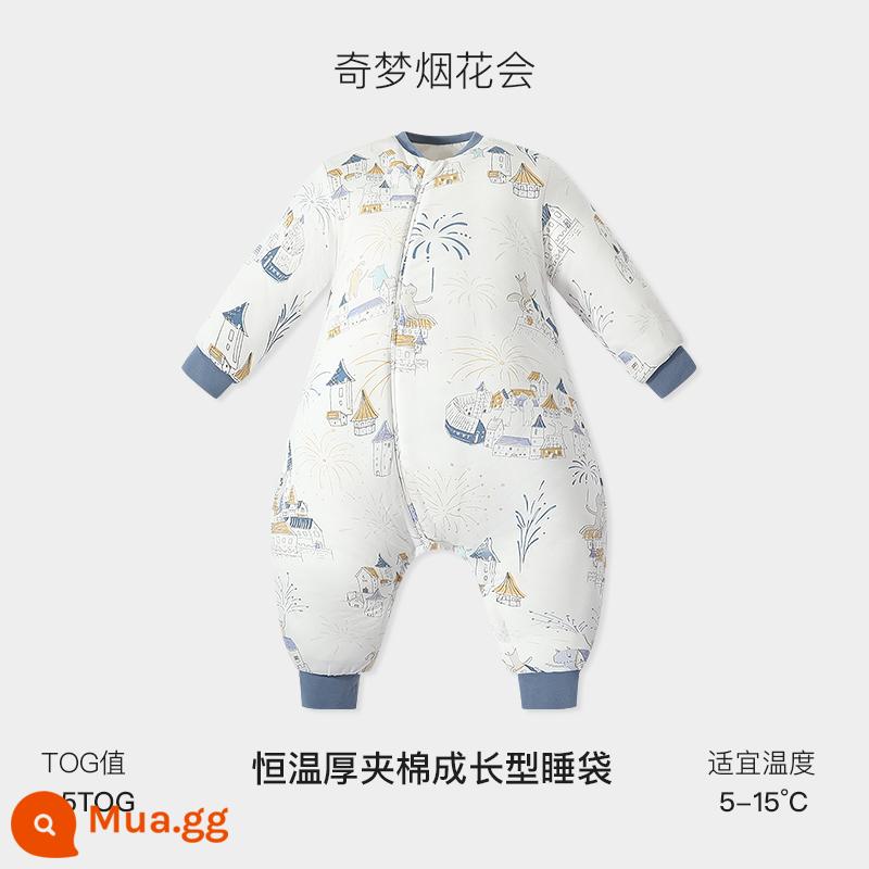 Túi ngủ trẻ em Griny mùa thu đông dày dặn bé chia chân mùa xuân và mùa thu túi ngủ tiết diện mỏng cotton nguyên chất chăn chống đá trẻ em nhiệt độ không đổi - Trình diễn pháo hoa Qimeng (chăn bông dày ở nhiệt độ không đổi)