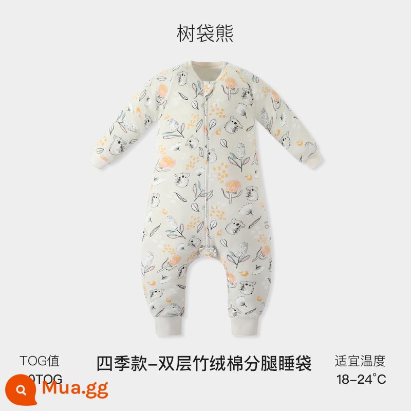 Túi ngủ trẻ em Griny mùa thu đông dày dặn bé chia chân mùa xuân và mùa thu túi ngủ tiết diện mỏng cotton nguyên chất chăn chống đá trẻ em nhiệt độ không đổi - Koala (hai lớp không chần bông)