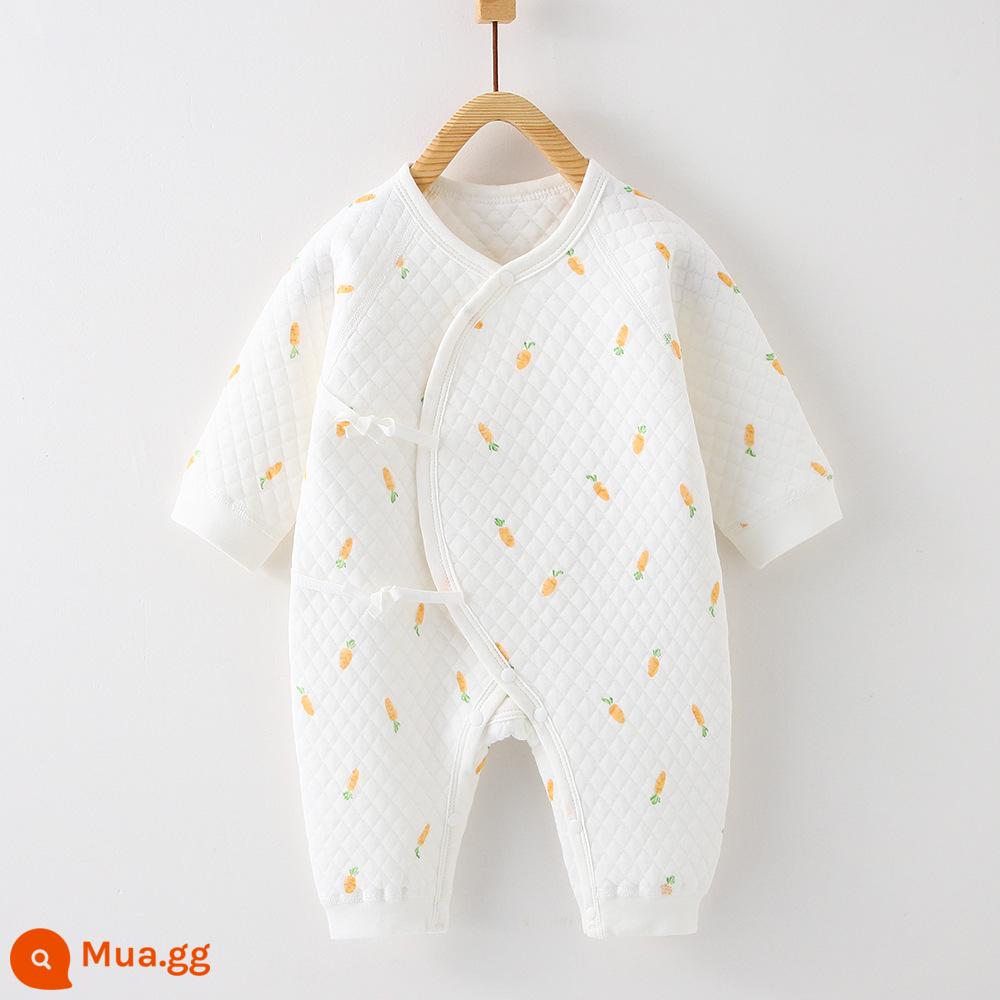 Mùa Thu Đông Quần Áo Sơ Sinh 3 Lớp Ấm Áp Cho Bé Jumpsuit Kẹp Cotton Lụa Tiger Áo Liền Quần Không Xương Bộ Đồ Ngủ - cướp