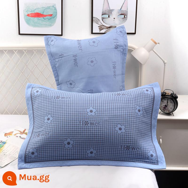 Cặp vỏ gối cotton nguyên chất gạc dày vỏ gối đơn 100% cotton dành cho người lớn áo gối đôi - Duoduolan (cặp)