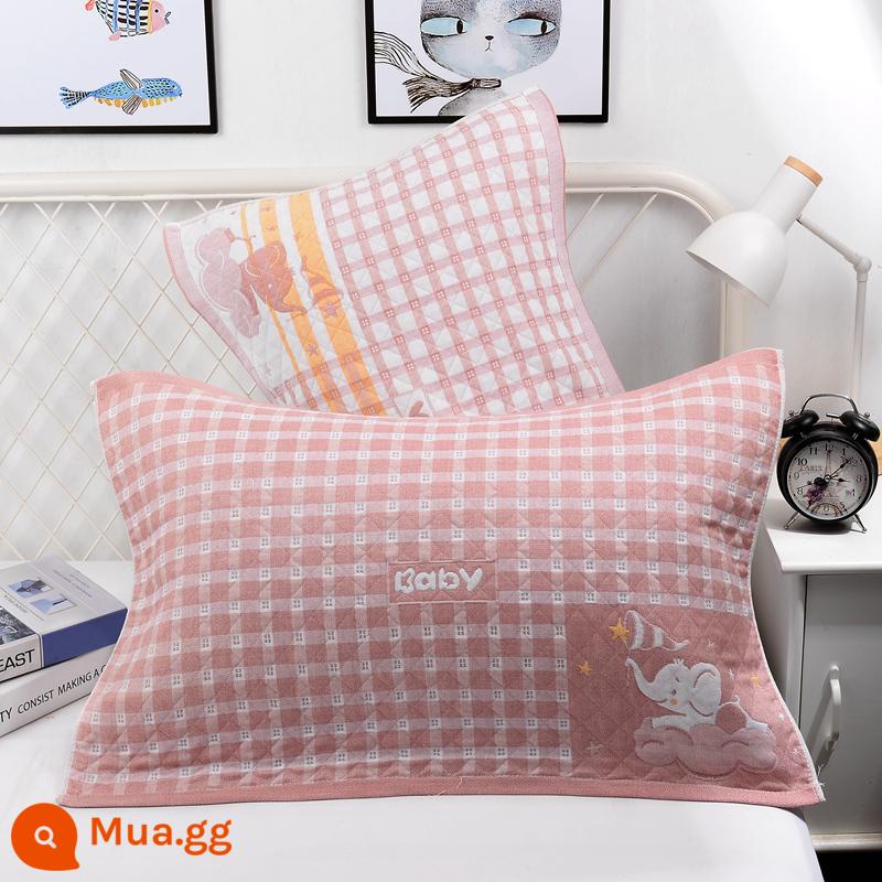 Khăn gối cotton nguyên chất cotton gạc dày vài gối đầu khăn một đôi người lớn Plus bốn mùa gối đơn bao khăn - 1 cặp bột lưới voi nhỏ